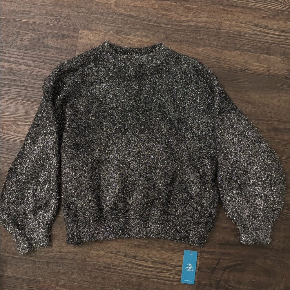 NWT Cupshe Shimmering Black Sweater